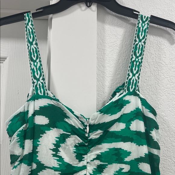 Alex Marie Lima Ruffle Elegant Green Ikat Patterned Maxi Dress Size 4 - Picture 5 of 8